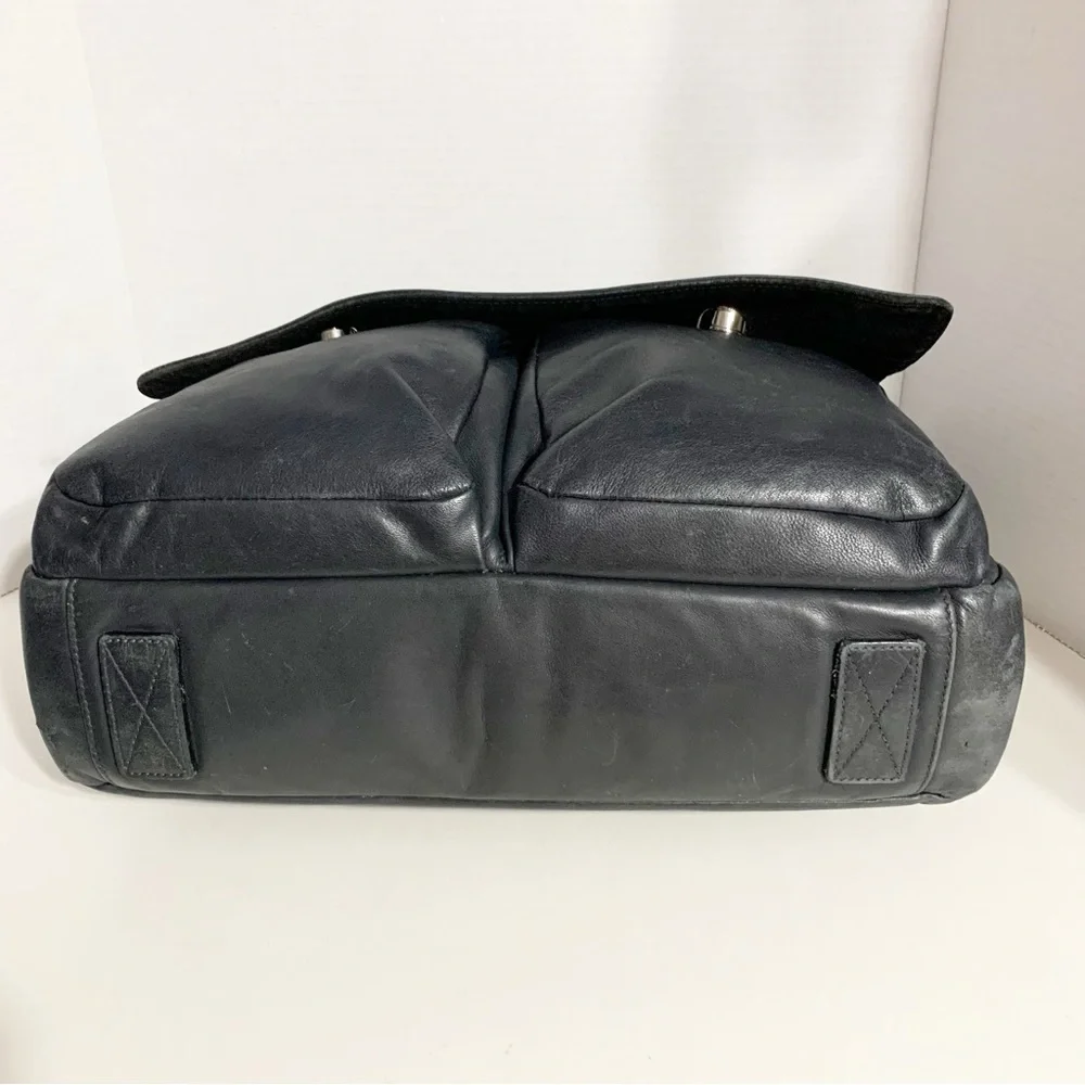 Mulberry Leather Messenger Bag Adjustable Webbing Strap Silver Tone Hardware